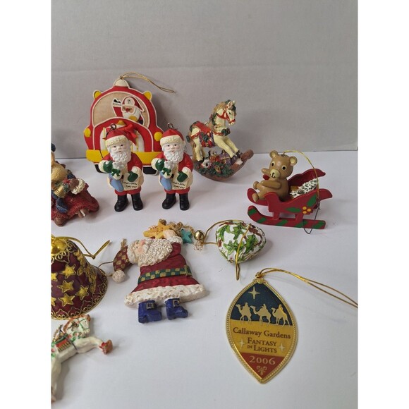 Vintage Christmas Tree Ornaments Lot of 15 Santa Wood Fabric Glass Ceranmic - Picture 6 of 12